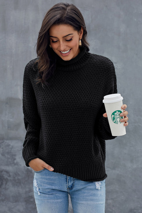 Oversized Chunky Batwing Long Sleeve Turtleneck Sweater